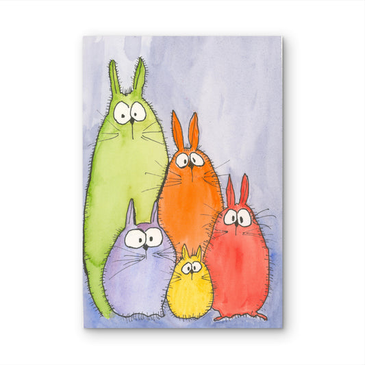 Funny Bunnies Whimsical Watercolor Print
