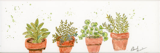 Herb Garden — Original Alcohol Ink Painting on Ceramic Tile