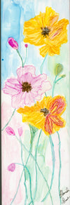 Pink Lemonade — Original Alcohol Ink Floral Painting on Ceramic Tile