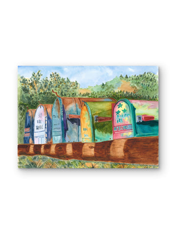 Please Write! — Rusty Rural Mailboxes Watercolor Art Print