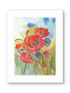 Red Poppies & Blue Cornflowers — Wildflower Field Watercolor Art Print