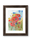 Red Poppies & Blue Cornflowers — Wildflower Field Watercolor Art Print