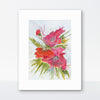 Modern Abstract Poppies — Red & Magenta Watercolor Art Print