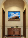 Williams Barn, Rusted Roof — Original Framed Textile Fiber Art Wall Hanging by Claudia Buchanan