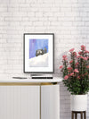 Snowy Kittie Whimsical Watercolor Print