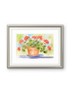 Summer Red Geraniums — Watercolor Floral Art Print by Claudia Buchanan