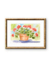 Summer Red Geraniums — Watercolor Floral Art Print by Claudia Buchanan