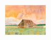 Rusty Roof Barn at Sunset — Northern California Watercolor Art Print