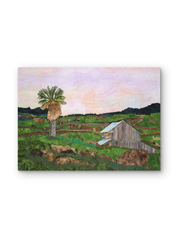 Spring in the Sutter Buttes — Original Framed Textile Fiber Art Wall Hanging by Claudia Buchanan